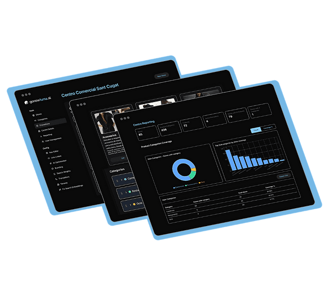 GoNow Luma admin platform screens